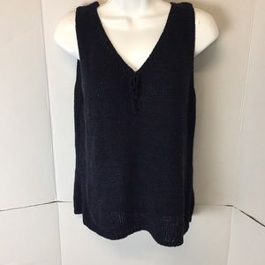 August silk tank top blouse sz m blue